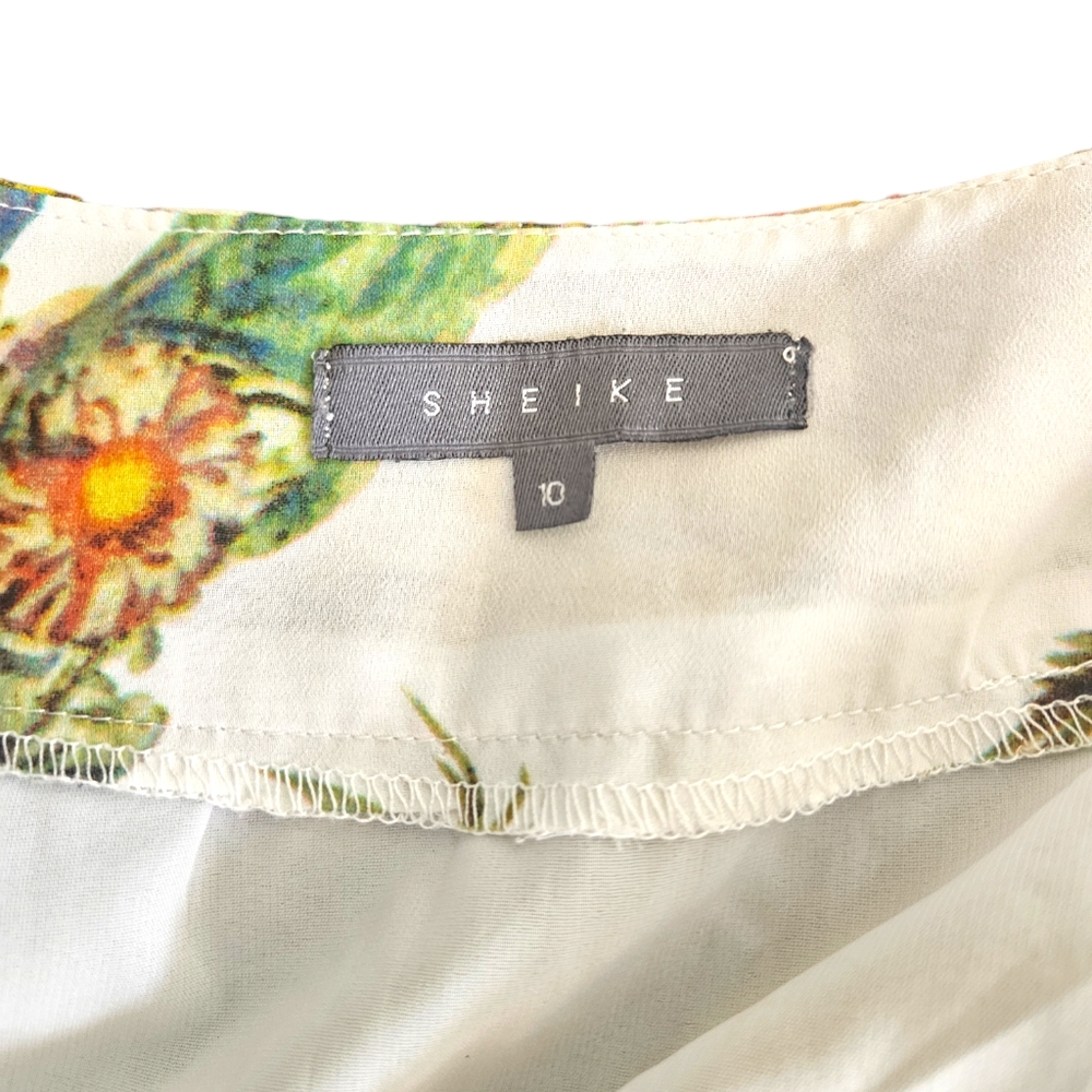 Sheike | Long skirt With High Thigh Splits | Size 10 | Colour White,Green&Brown - Picture 3 of 5
